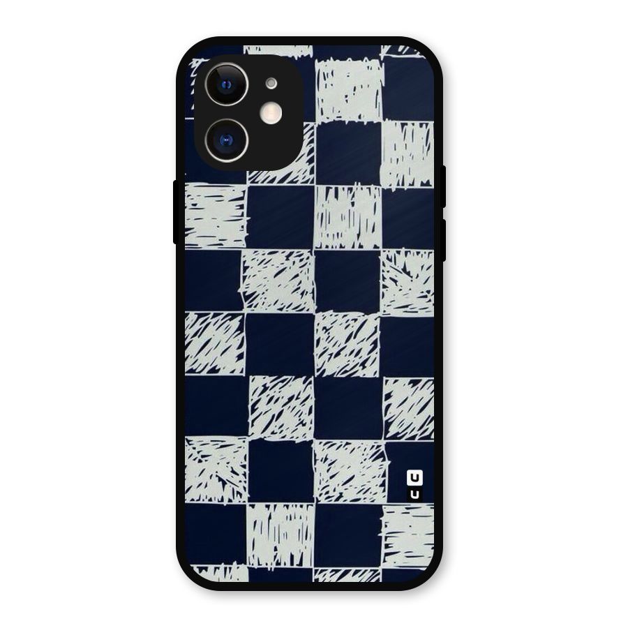 Sketchy Check Design Metal Back Case for iPhone 12