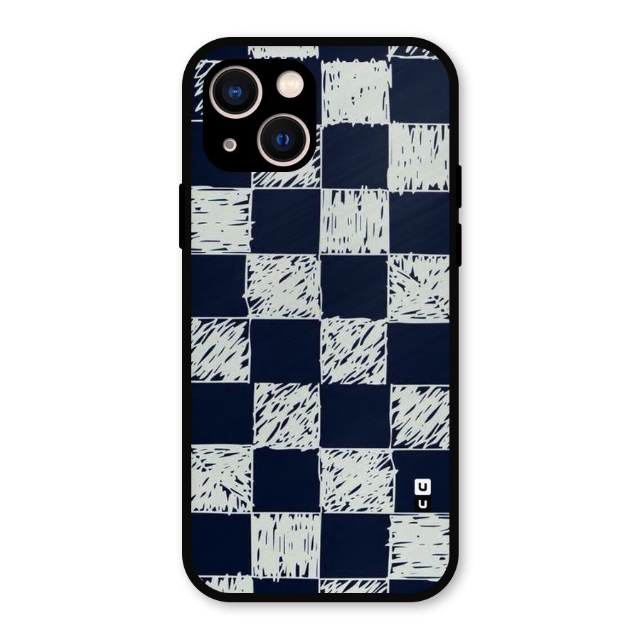Sketchy Check Design Metal Back Case for iPhone 13