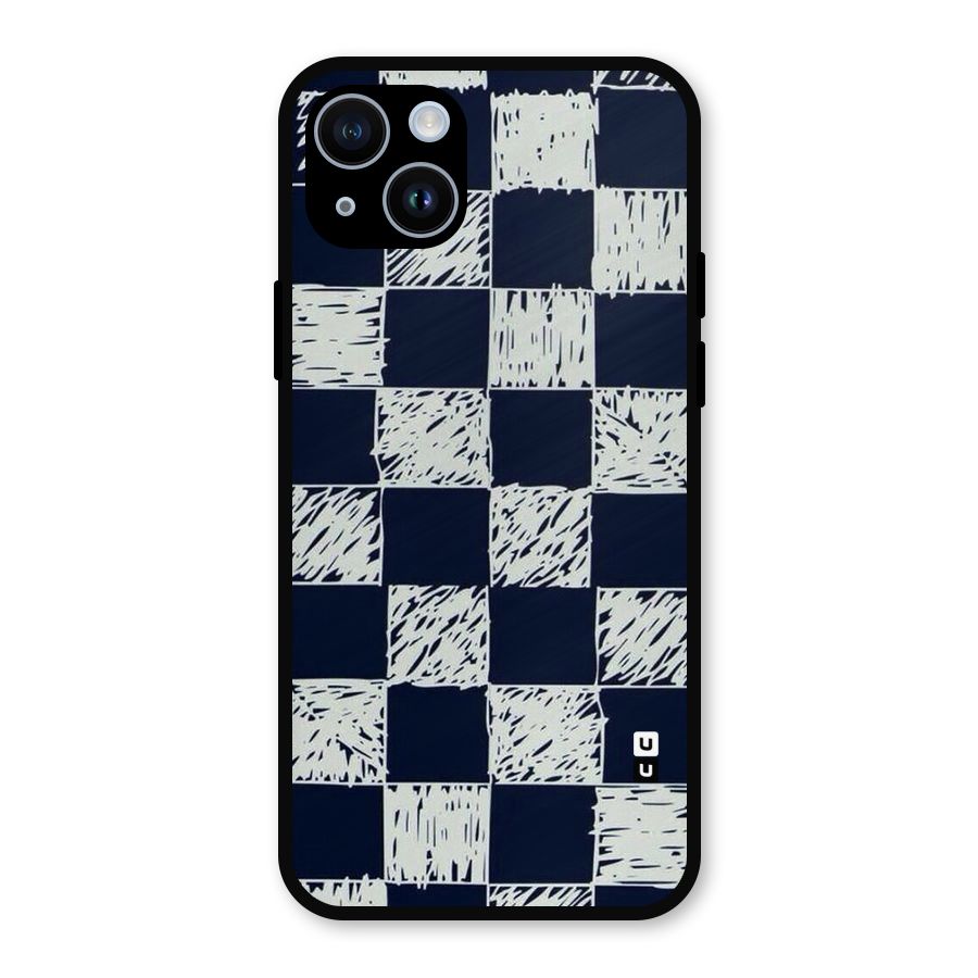Sketchy Check Design Metal Back Case for iPhone 14