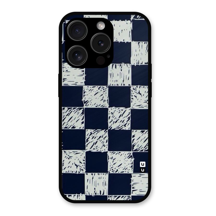 Sketchy Check Design Metal Back Case for iPhone 15 Pro
