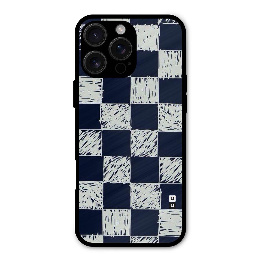 Sketchy Check Design Metal Back Case for iPhone 16 Pro Max
