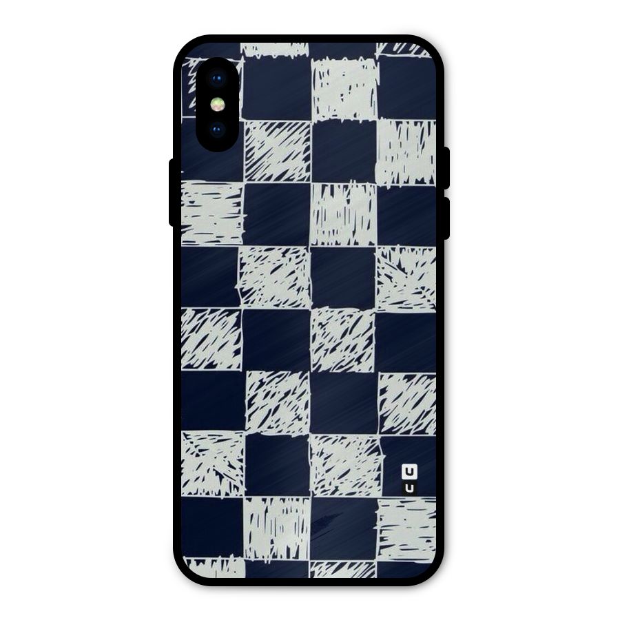 Sketchy Check Design Metal Back Case for iPhone X