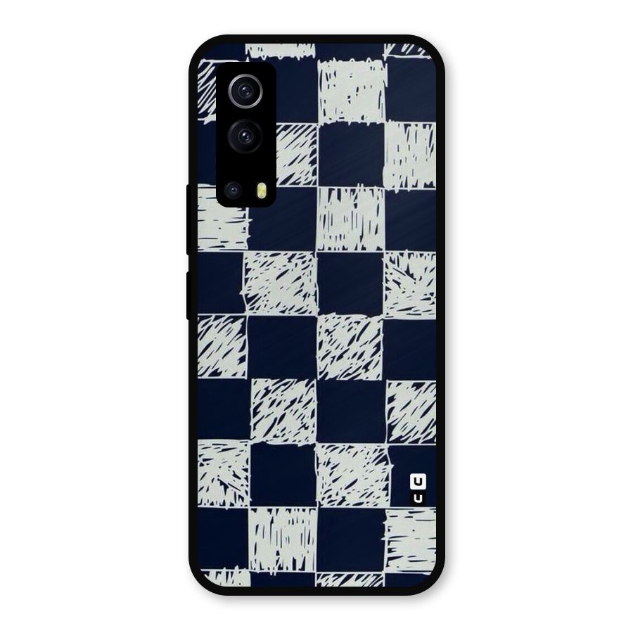 Sketchy Check Design Metal Back Case for iQOO Z3