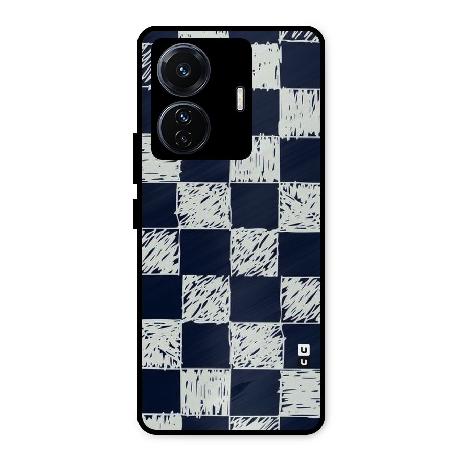 Sketchy Check Design Metal Back Case for iQOO Z6
