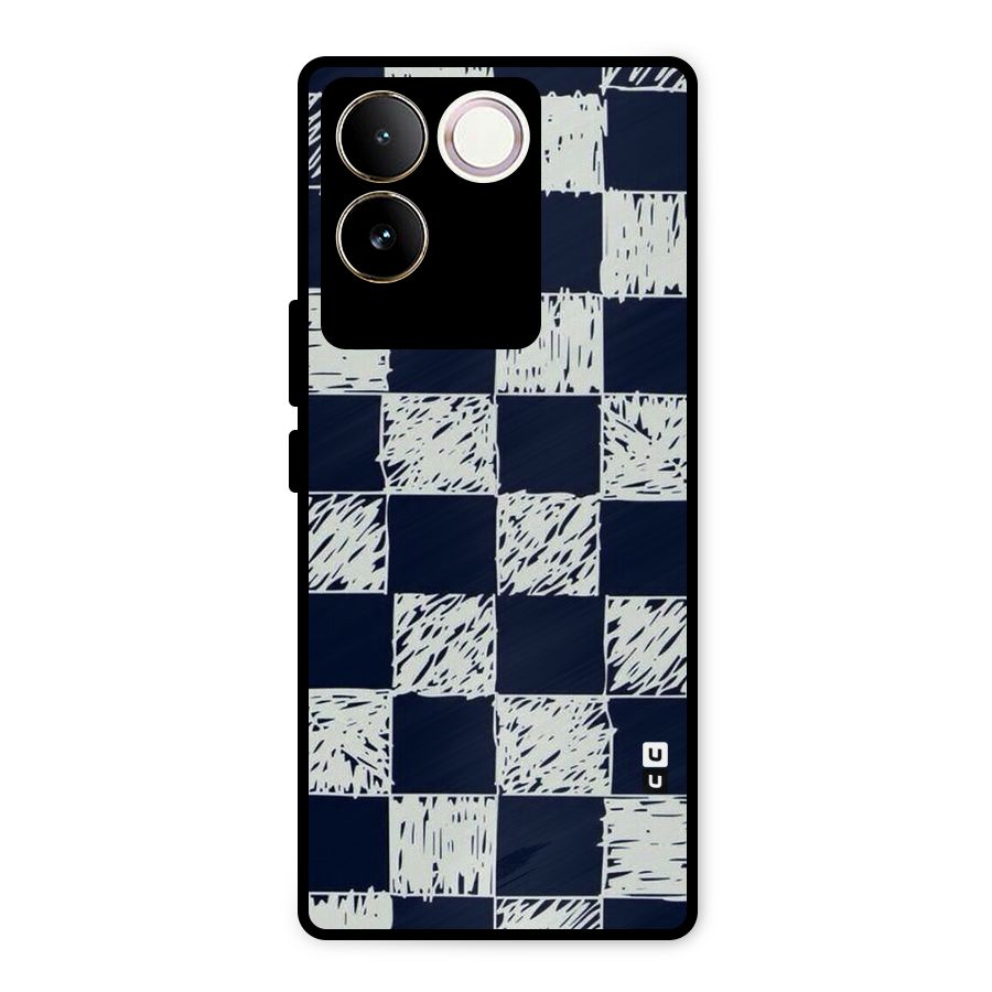 Sketchy Check Design Metal Back Case for iQOO Z7 Pro