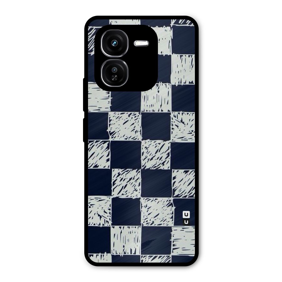 Sketchy Check Design Metal Back Case for iQOO Z9x