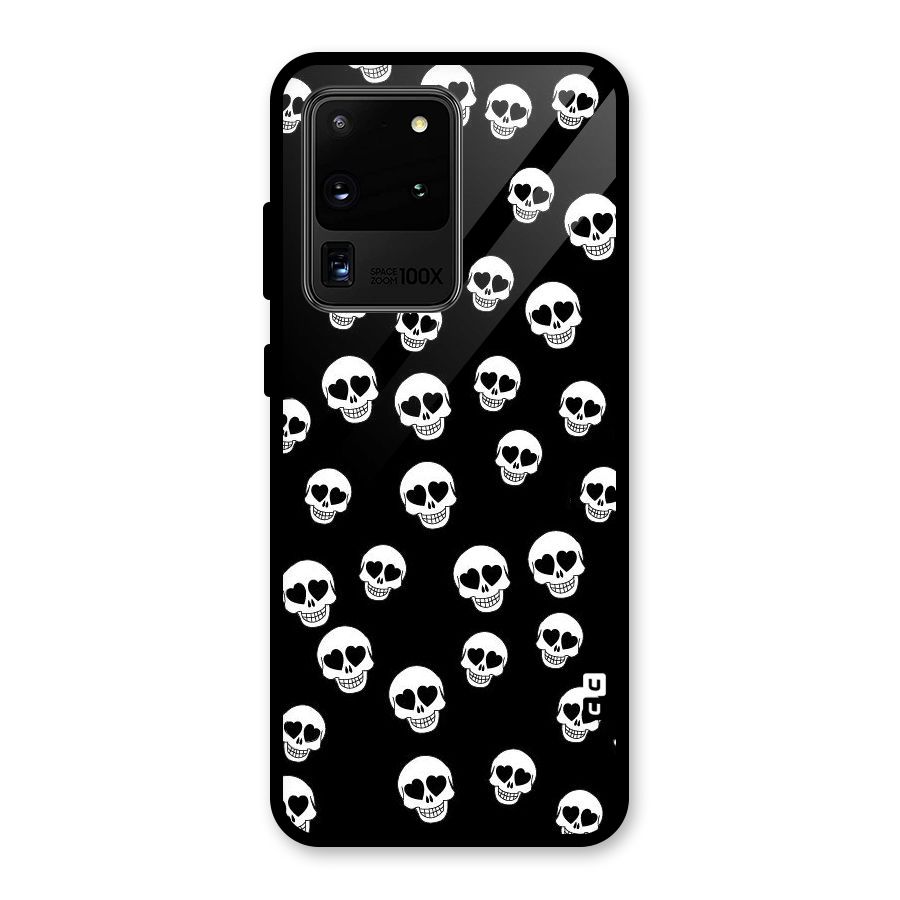 Skull Heart Glass Back Case for Galaxy S20 Ultra