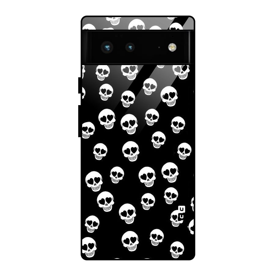 Skull Heart Glass Back Case for Google Pixel 6