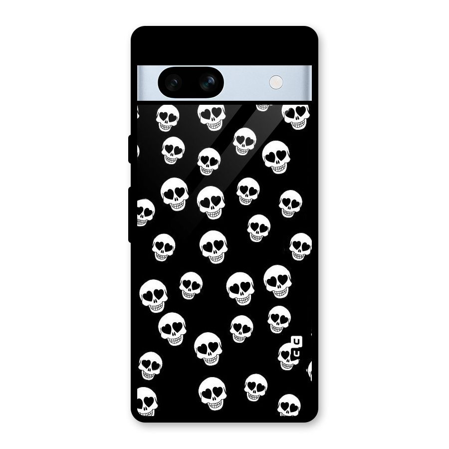 Skull Heart Glass Back Case for Google Pixel 7a