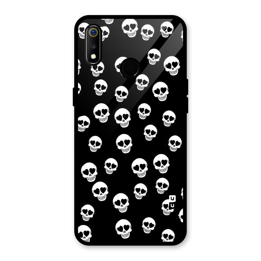 Skull Heart Glass Back Case for Realme 3i