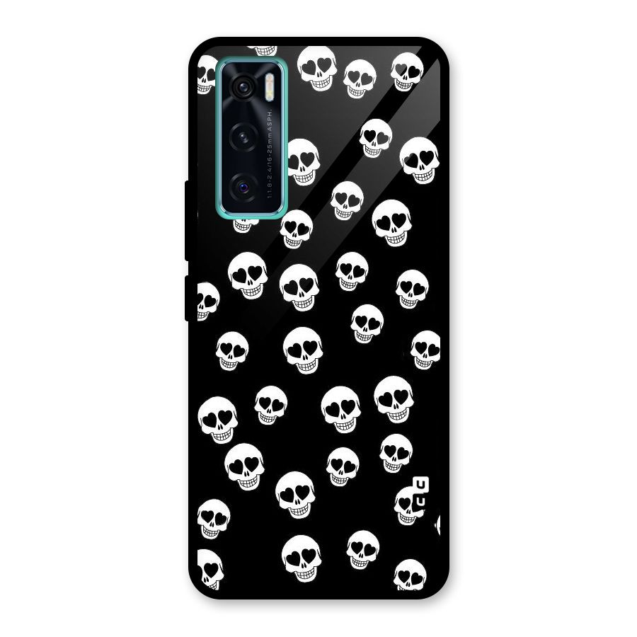 Skull Heart Glass Back Case for Vivo V20 SE