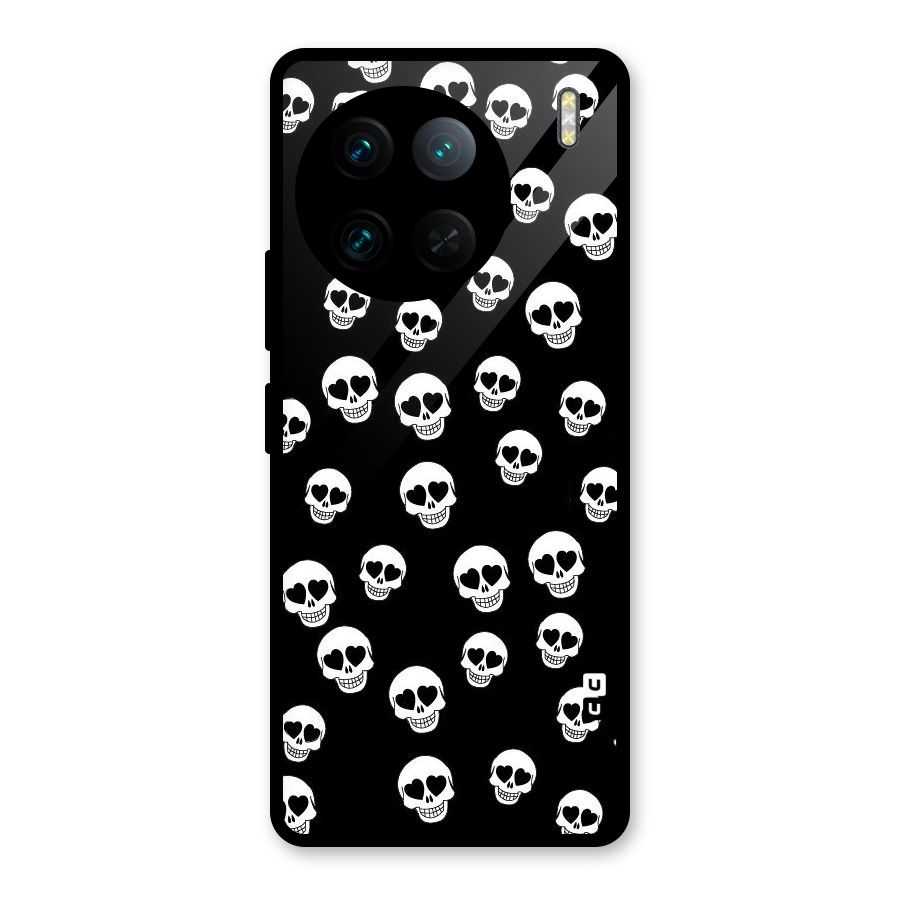 Skull Heart Glass Back Case for Vivo X90 Pro