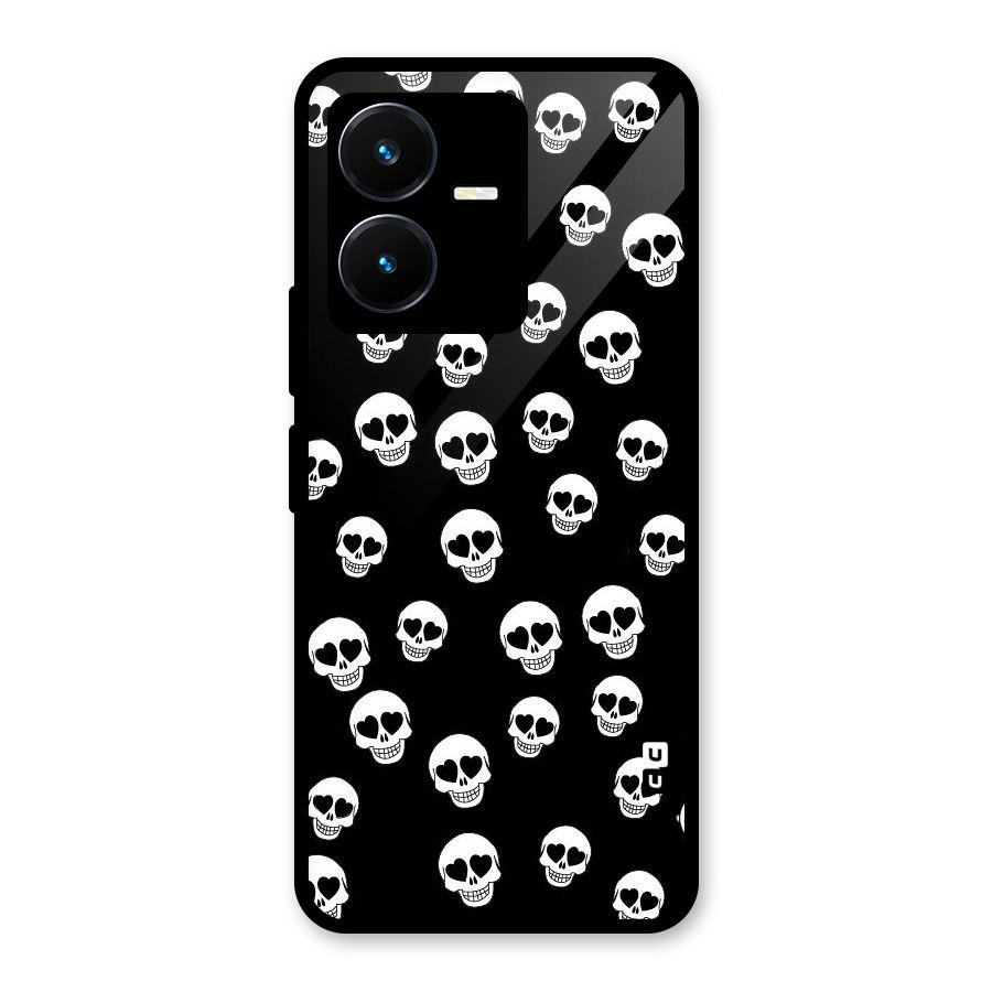 Skull Heart Glass Back Case for Vivo Y22s