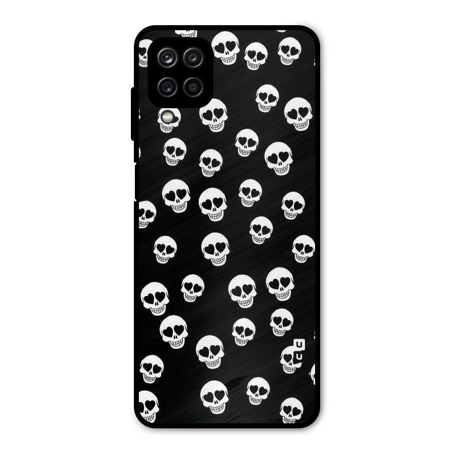 Skull Heart Metal Back Case for Galaxy A12