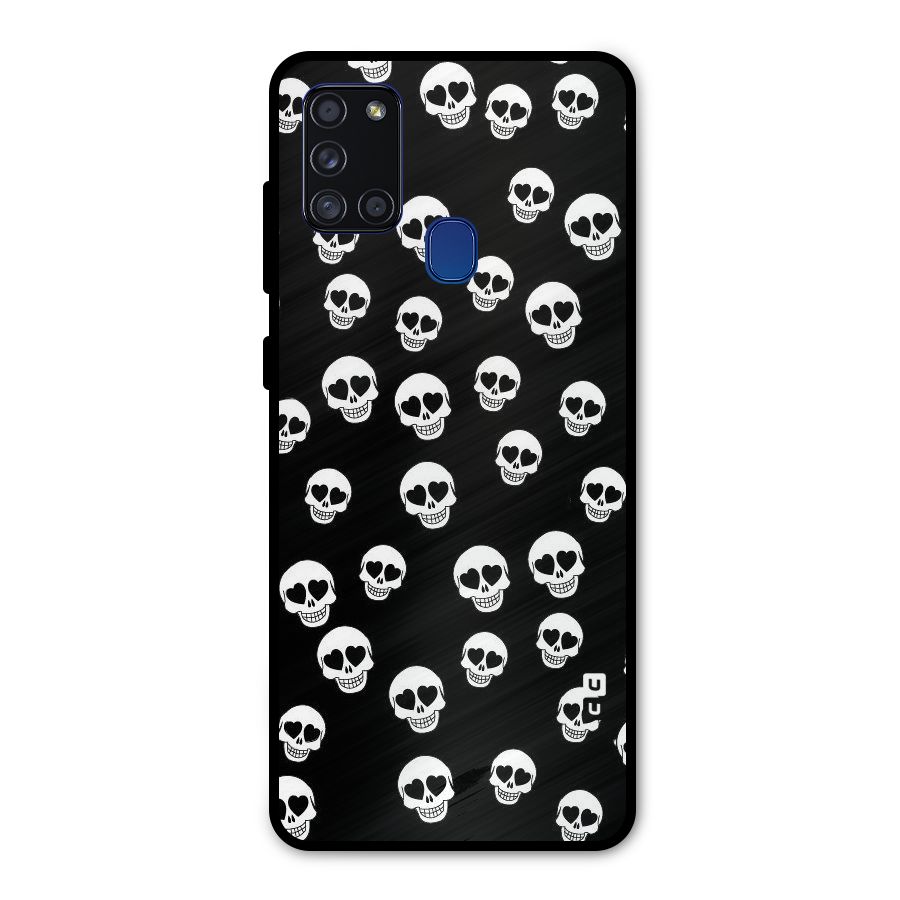 Skull Heart Metal Back Case for Galaxy A21s