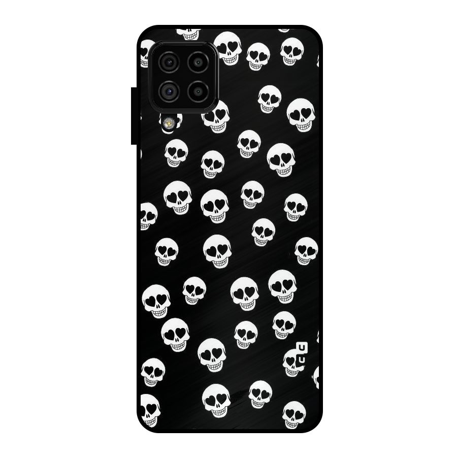 Skull Heart Metal Back Case for Galaxy A22 4G