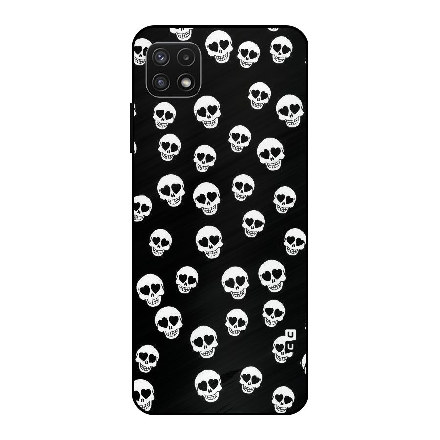 Skull Heart Metal Back Case for Galaxy A22 5G