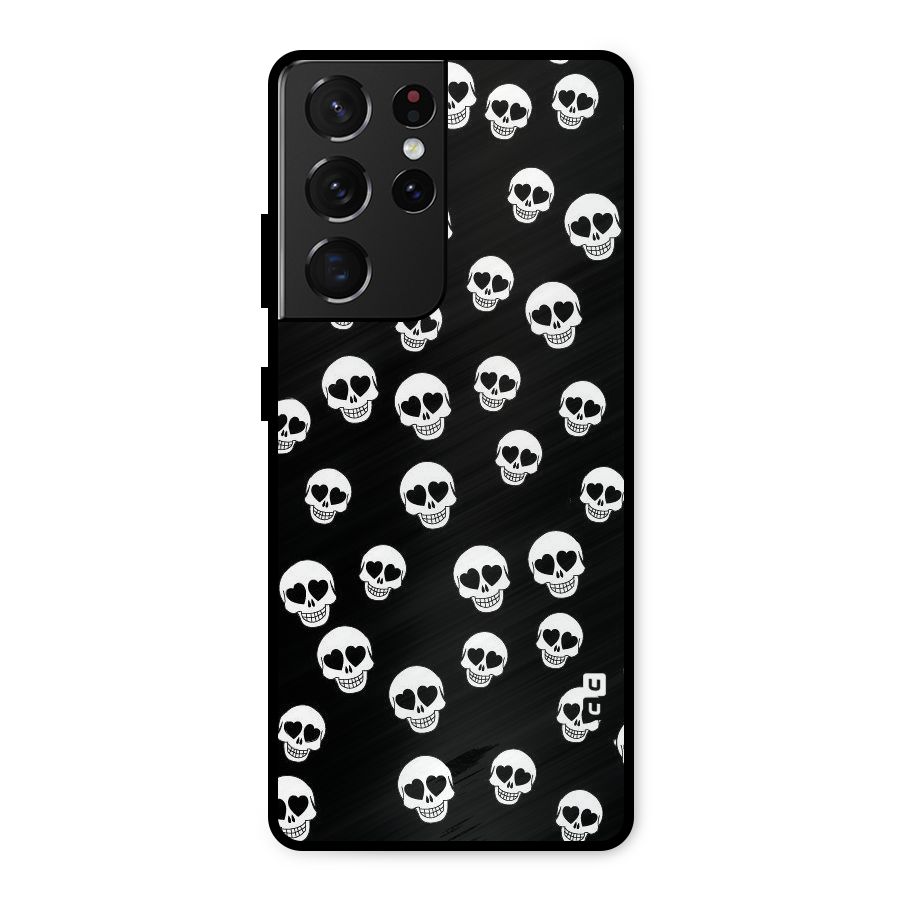 Skull Heart Metal Back Case for Galaxy S21 Ultra 5G