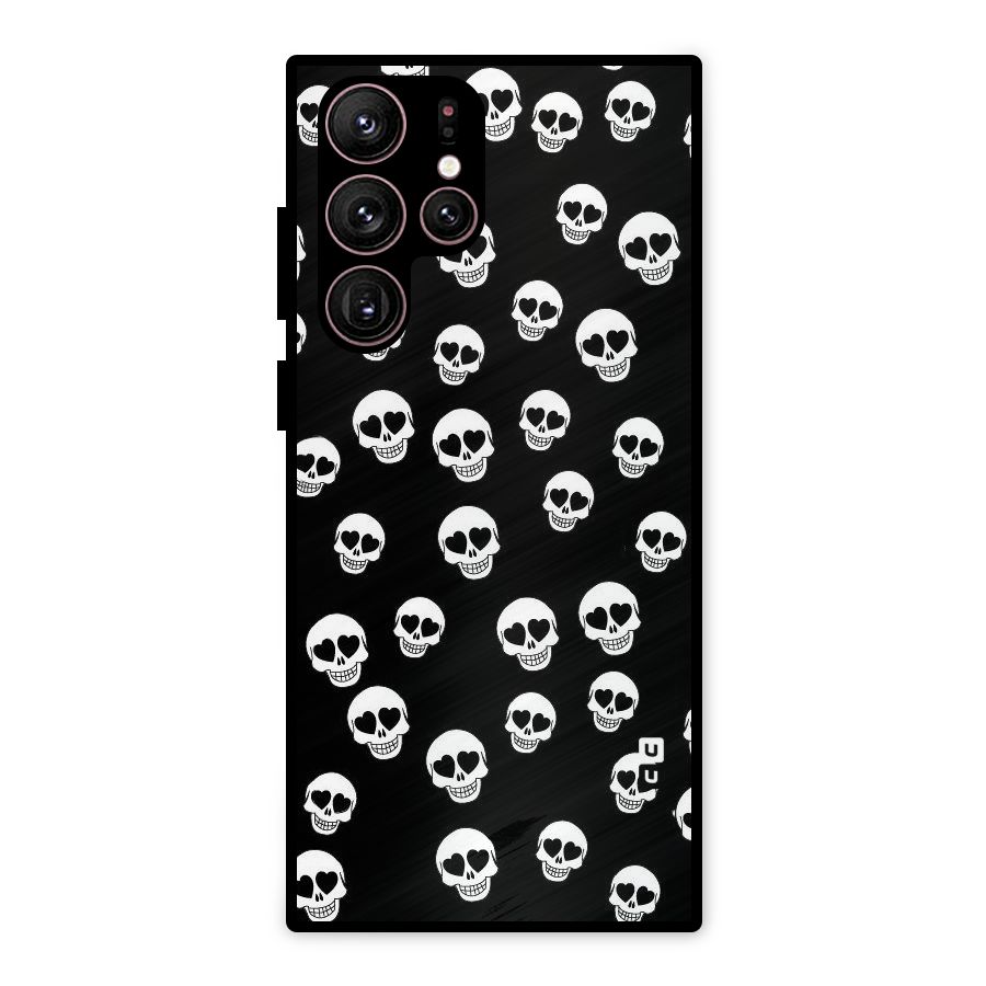 Skull Heart Metal Back Case for Galaxy S22 Ultra 5G