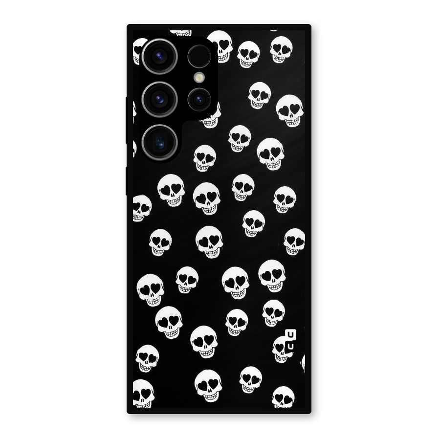 Skull Heart Metal Back Case for Galaxy S23 Ultra