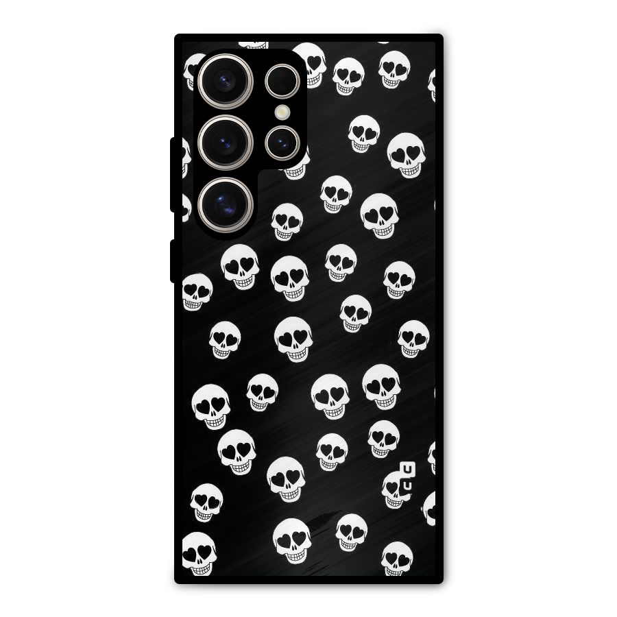 Skull Heart Metal Back Case for Galaxy S24 Ultra