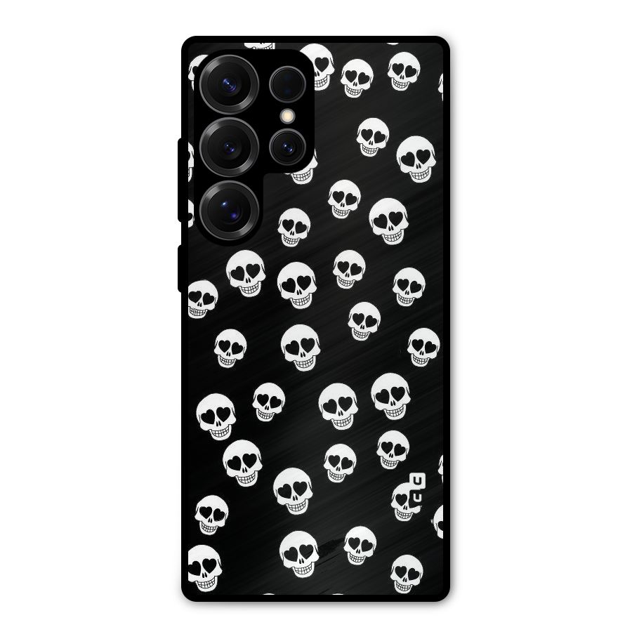 Skull Heart Metal Back Case for Galaxy S25 Ultra