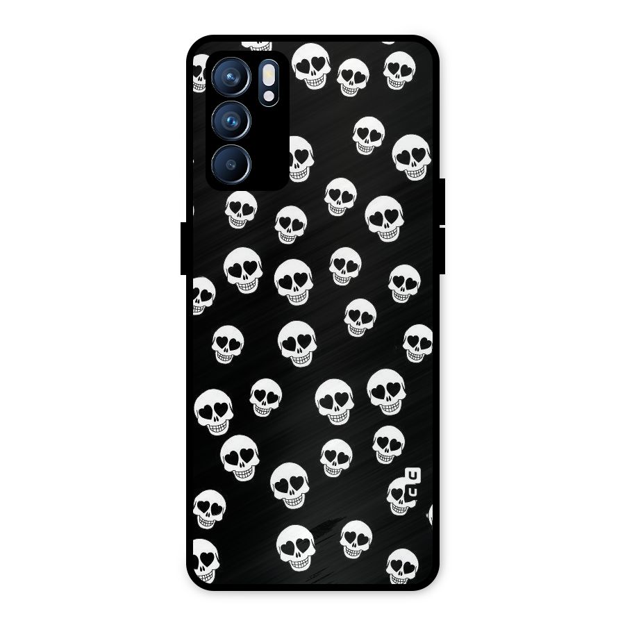 Skull Heart Metal Back Case for Oppo Reno6 5G