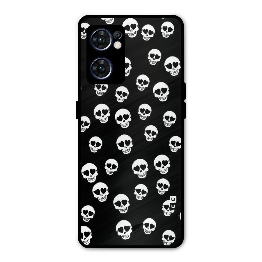 Skull Heart Metal Back Case for Oppo Reno7 5G
