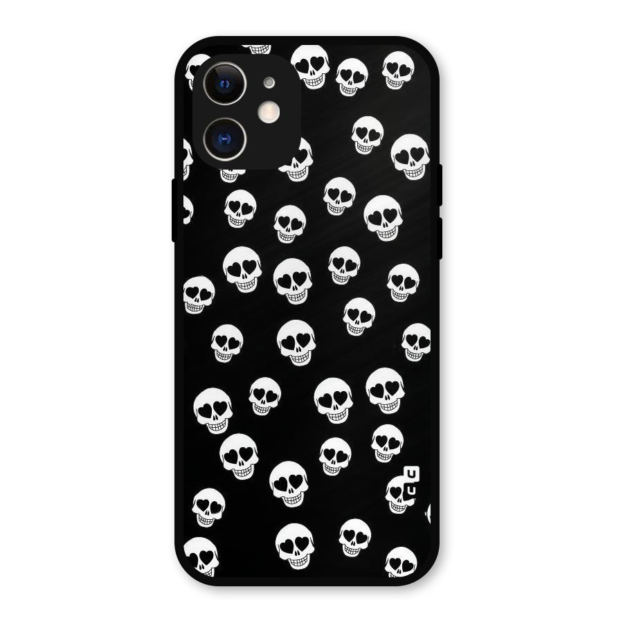 Skull Heart Metal Back Case for iPhone 12