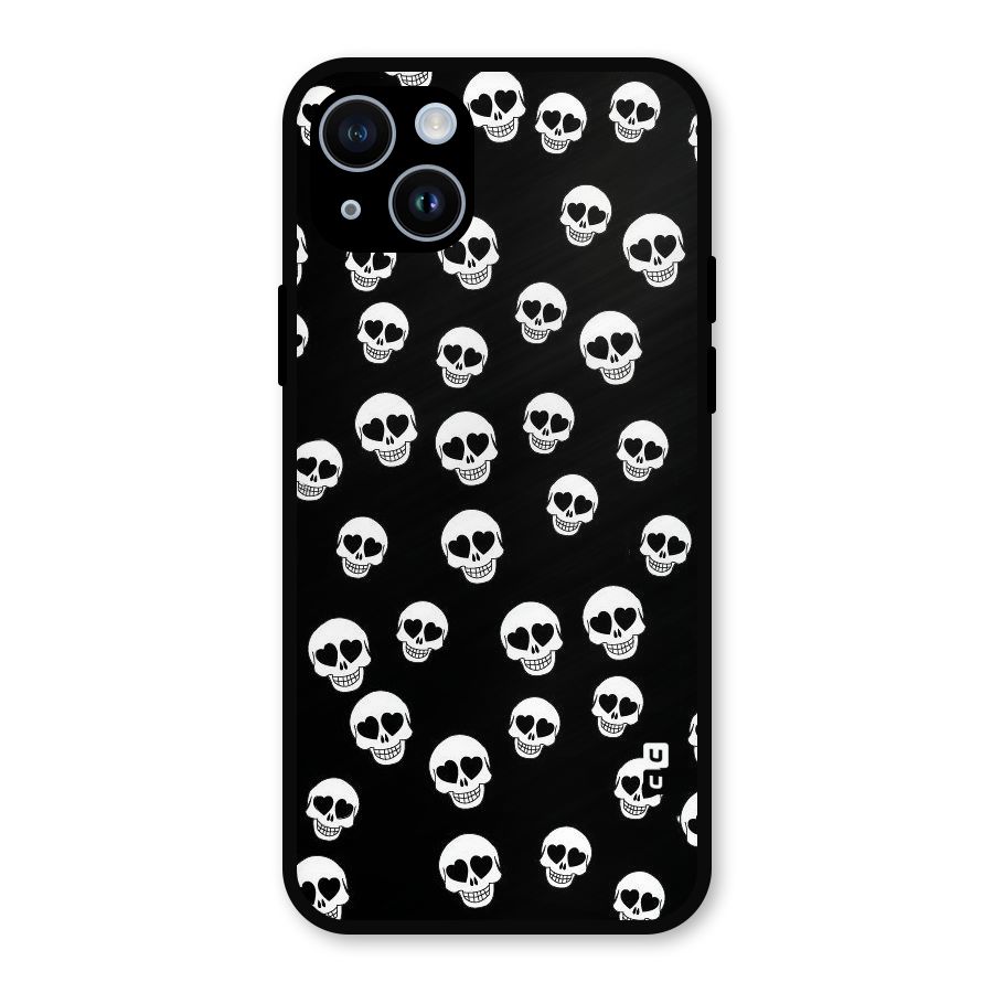 Skull Heart Metal Back Case for iPhone 14
