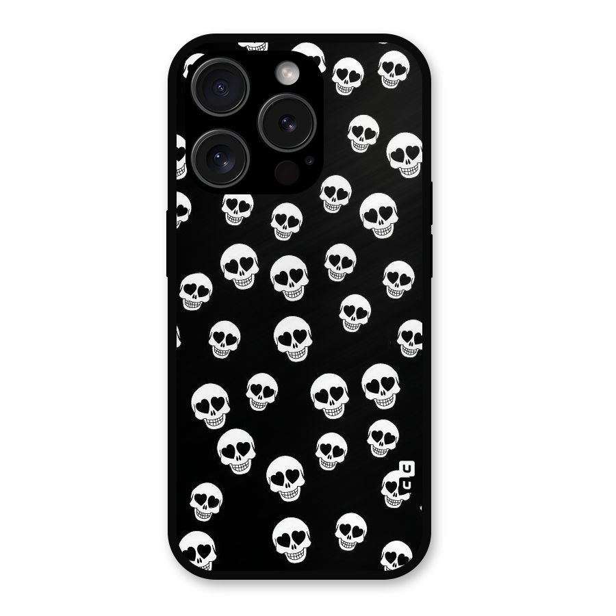 Skull Heart Metal Back Case for iPhone 15 Pro