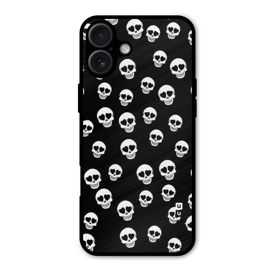 Skull Heart Metal Back Case for iPhone 16 Plus