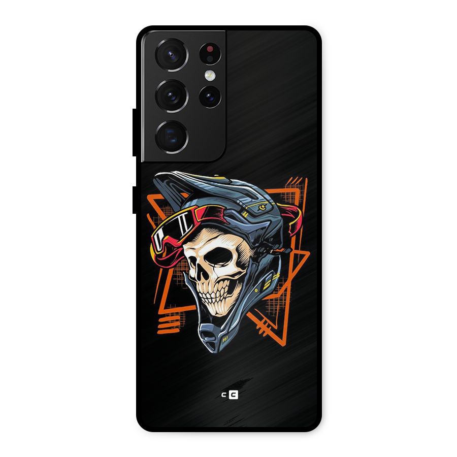 Skull Helmet Metal Back Case for Galaxy S21 Ultra 5G