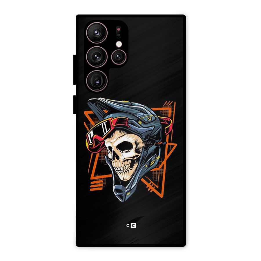 Skull Helmet Metal Back Case for Galaxy S22 Ultra 5G