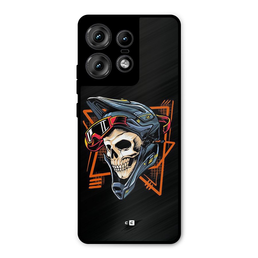 Skull Helmet Metal Back Case for Motorola Edge 50 Pro