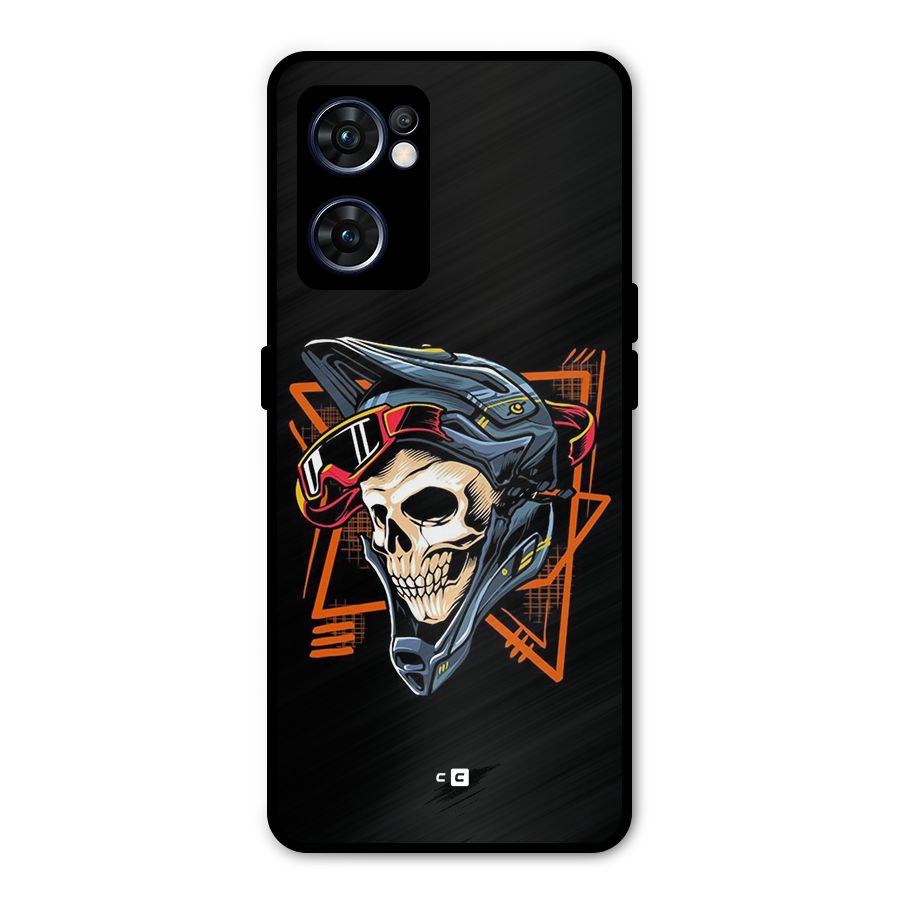 Skull Helmet Metal Back Case for Oppo Reno7 5G