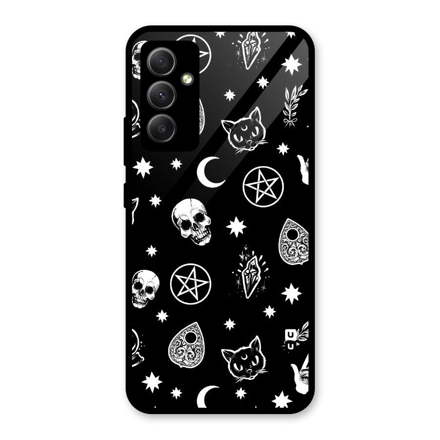 Skull Moon Design Glass Back Case for Galaxy A34