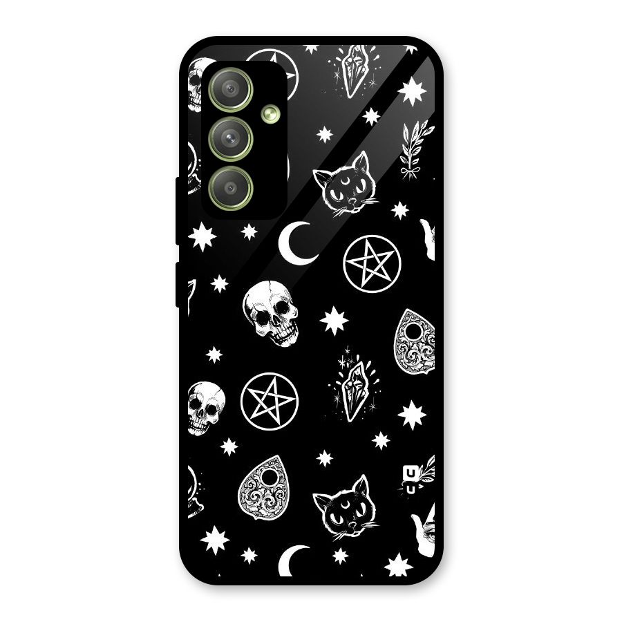 Skull Moon Design Glass Back Case for Galaxy A54