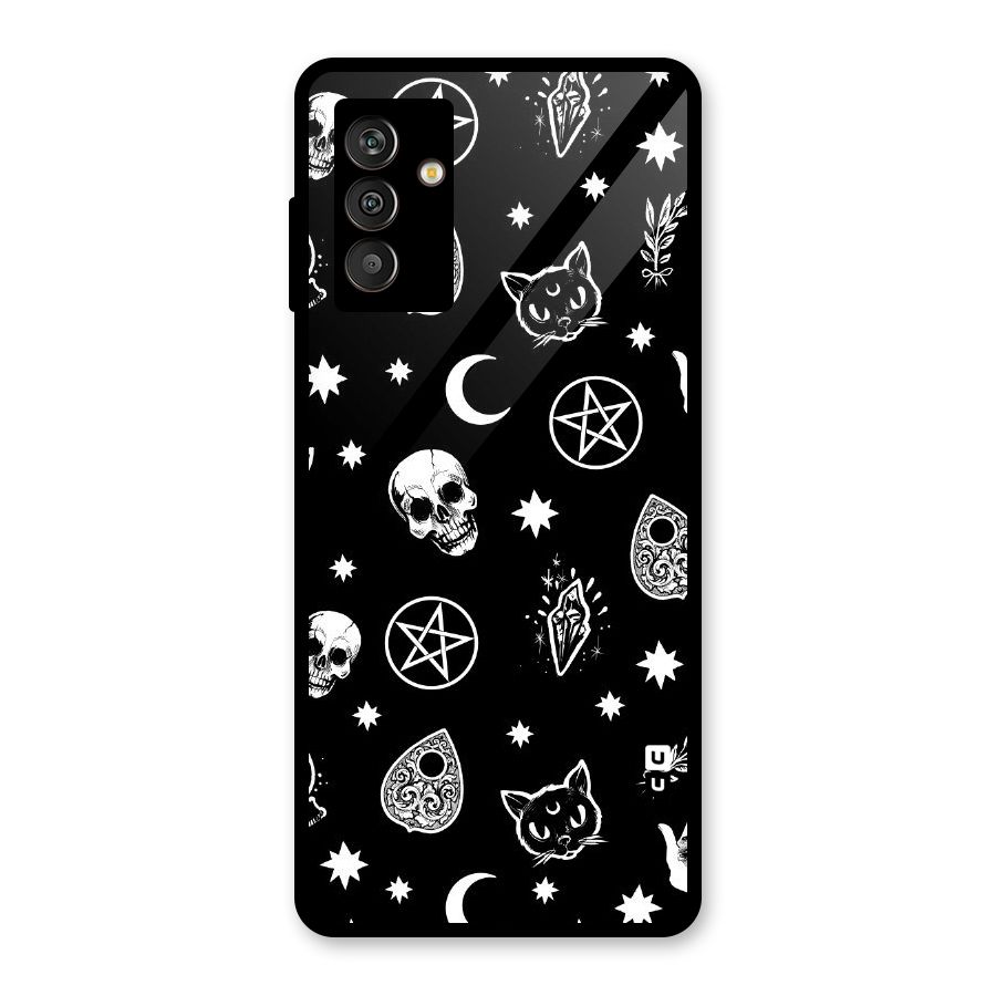 Skull Moon Design Glass Back Case for Galaxy M13
