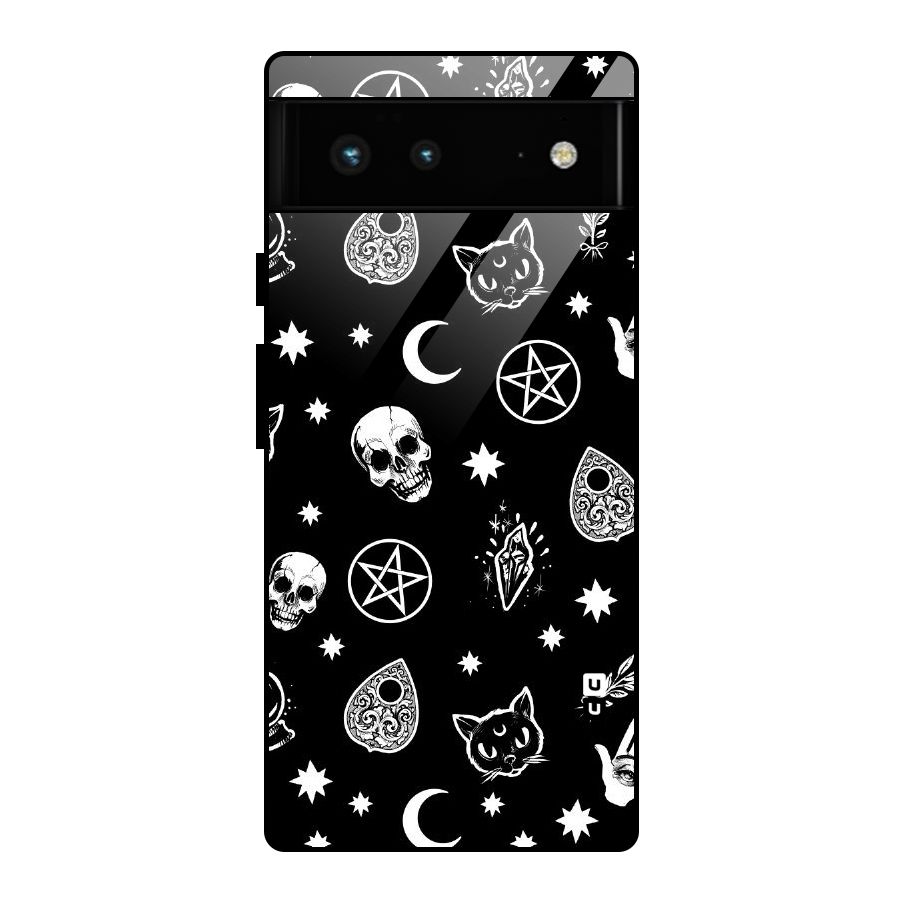 Skull Moon Design Glass Back Case for Google Pixel 6