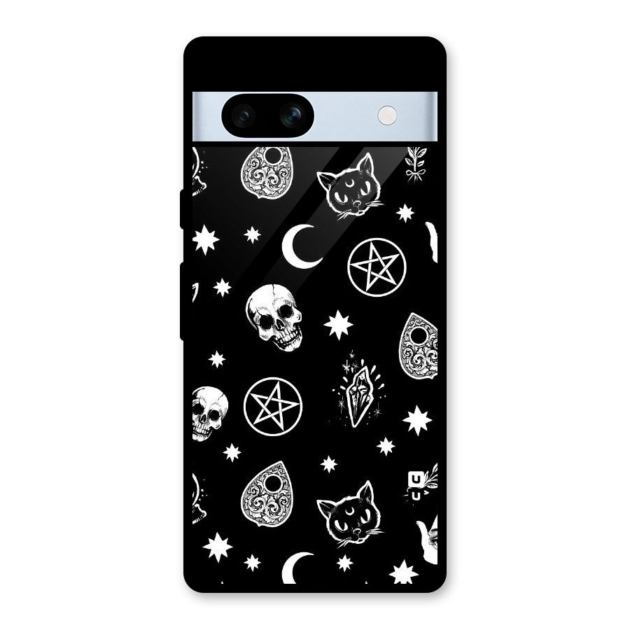 Skull Moon Design Glass Back Case for Google Pixel 7a
