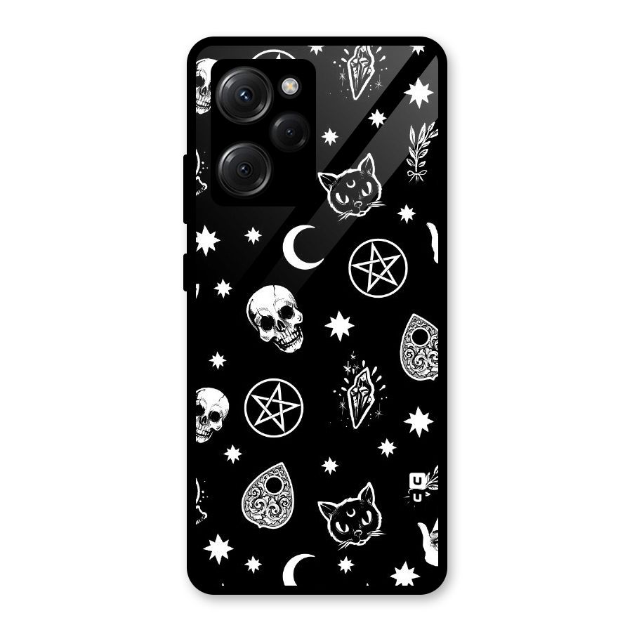 Skull Moon Design Glass Back Case for Poco X5 Pro