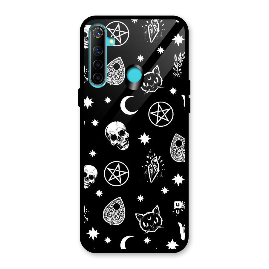 Skull Moon Design Glass Back Case for Realme 5i