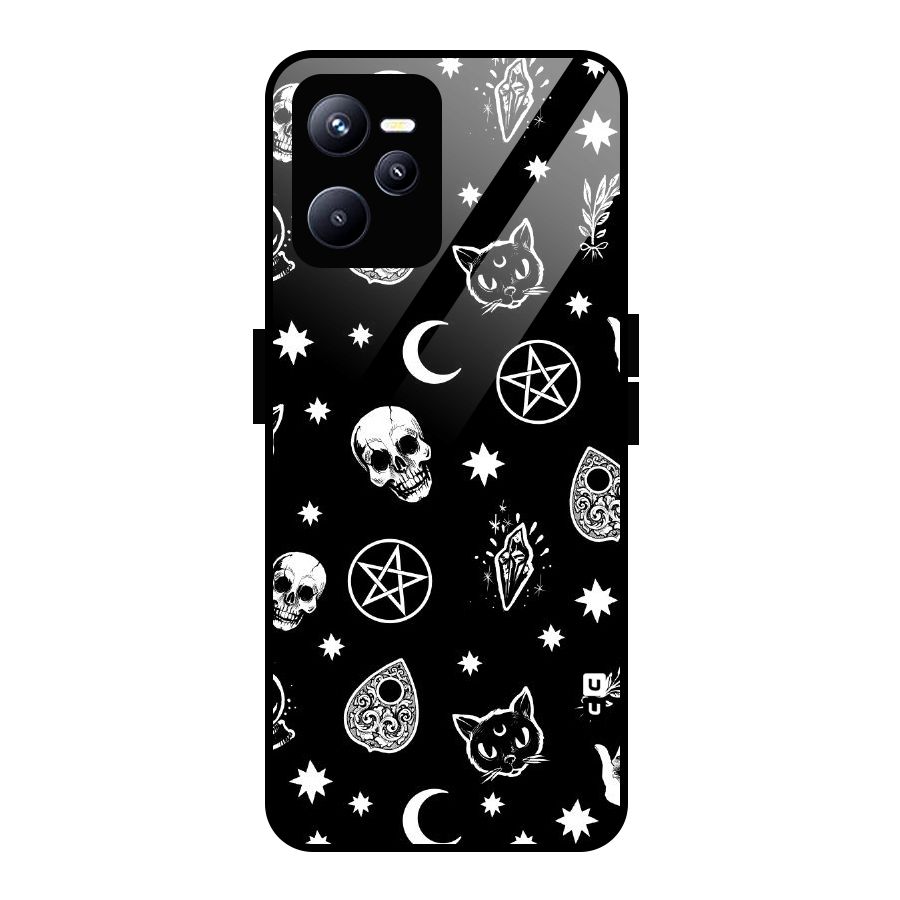 Skull Moon Design Glass Back Case for Realme C35