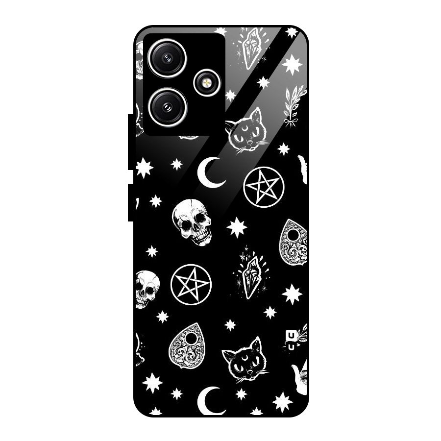 Skull Moon Design Glass Back Case for Redmi 12 5G