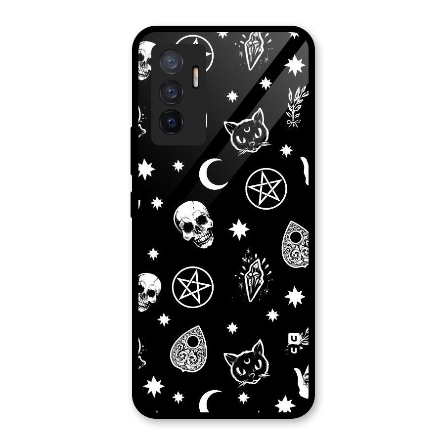 Skull Moon Design Glass Back Case for Vivo V23e