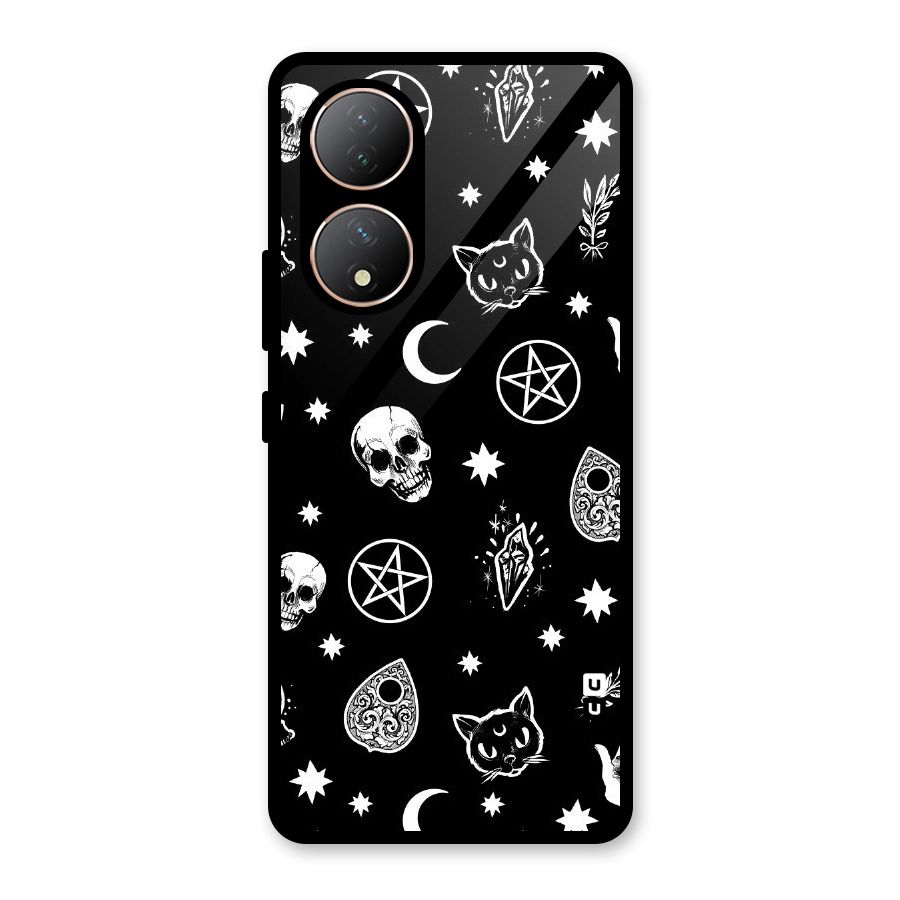 Skull Moon Design Glass Back Case for Vivo Y100A
