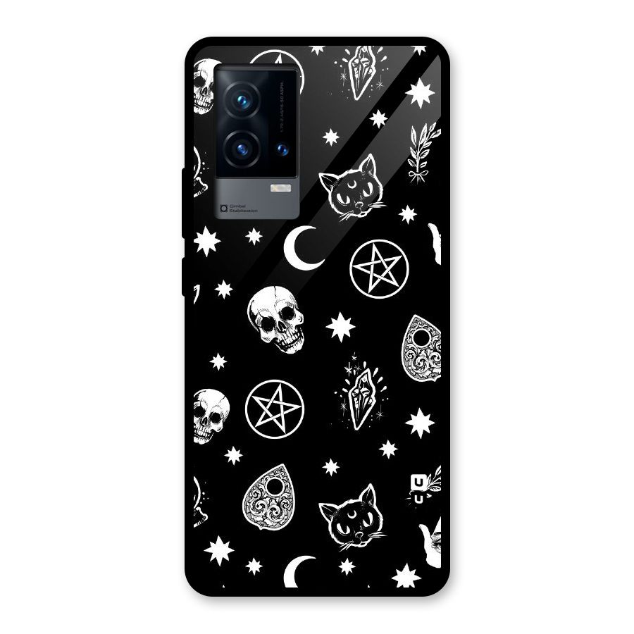 Skull Moon Design Glass Back Case for iQOO 9 5G