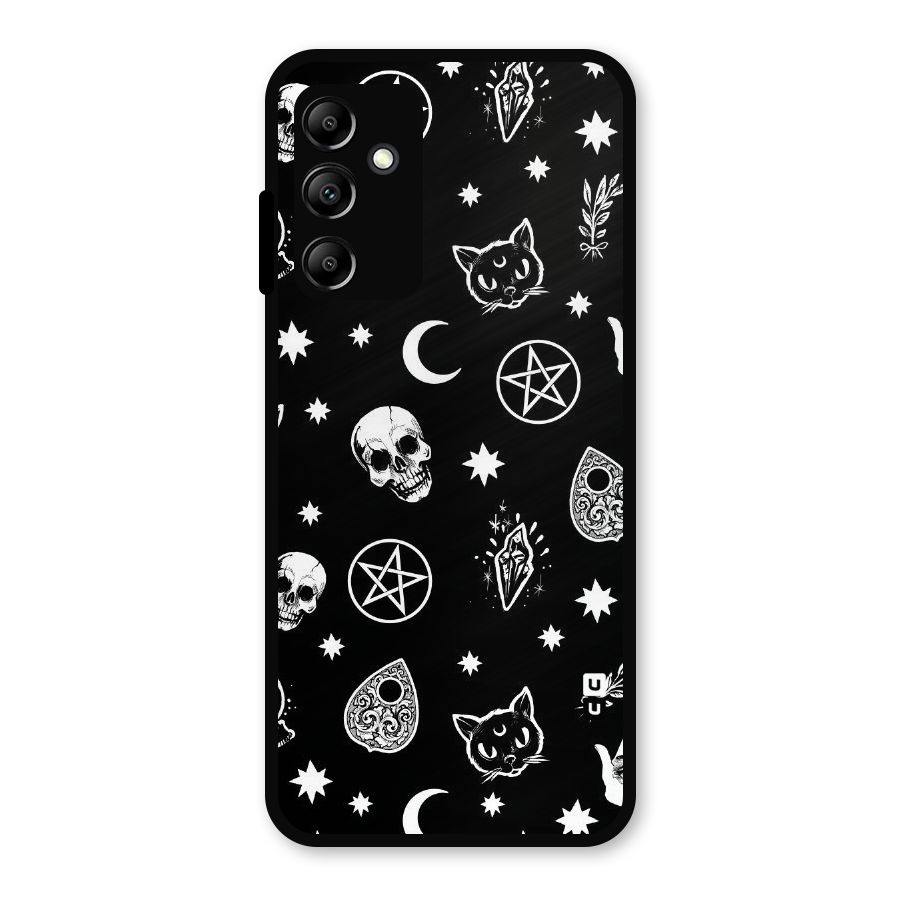 Skull Moon Design Metal Back Case for Galaxy A14 5G