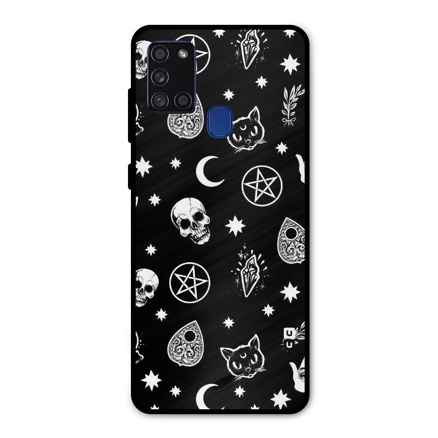 Skull Moon Design Metal Back Case for Galaxy A21s